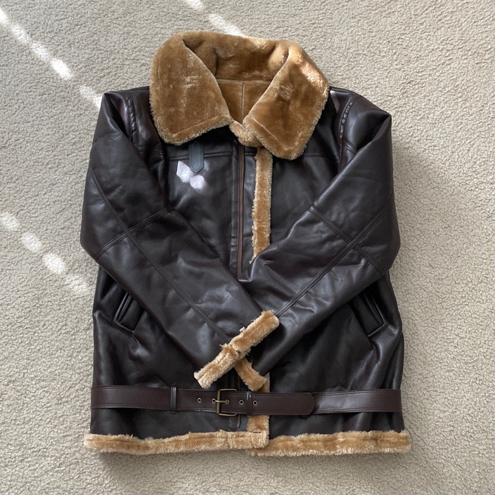 Lined faux leather jacket - unknown brand no tags